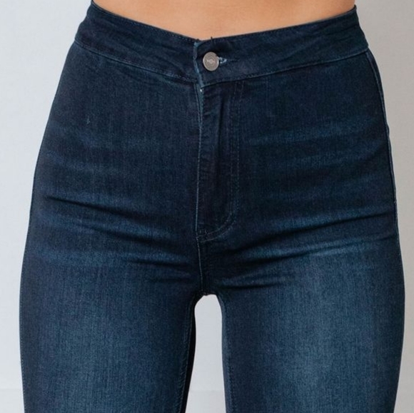 High Waist Rise Flare Bell bottoms Denim Jeans - Picture 3 of 3